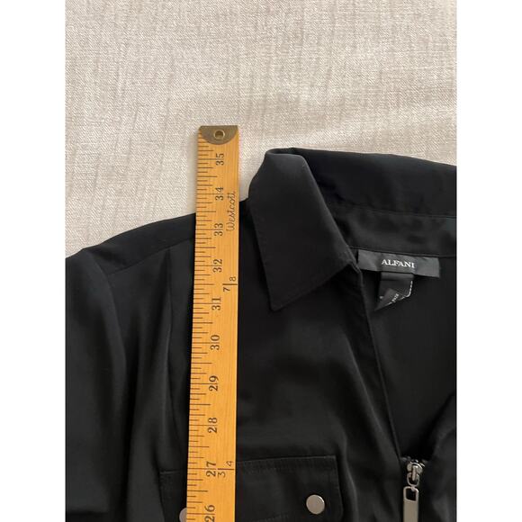 Alfani Black Zip Front Utility Shirt Dress Size 12 - Picture 6 of 7